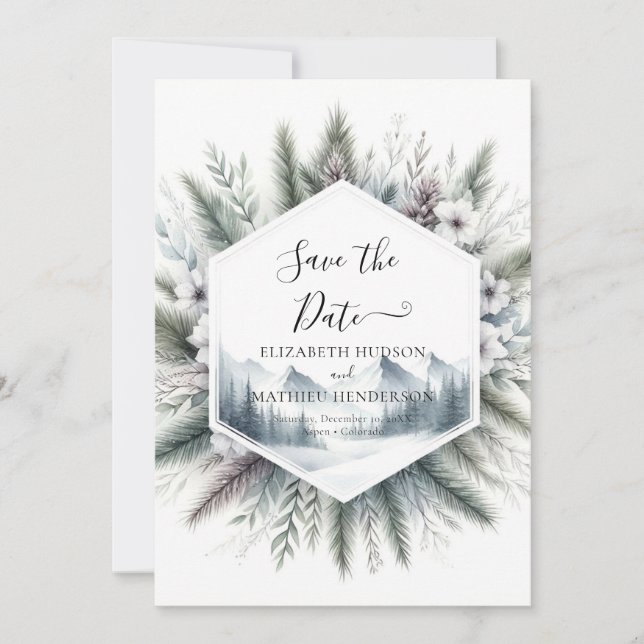 Forest Custom Mountain Wedding Save The Date (Front)