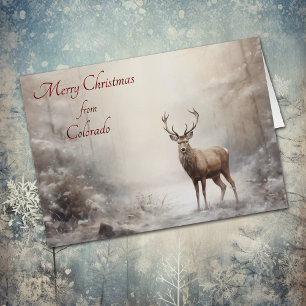 Forest Deer Christmas in Colorado Card