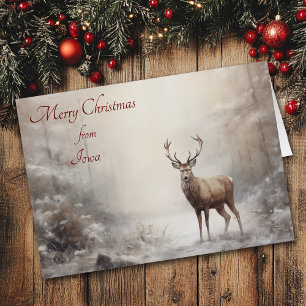 Forest Deer Christmas in Iowa Card