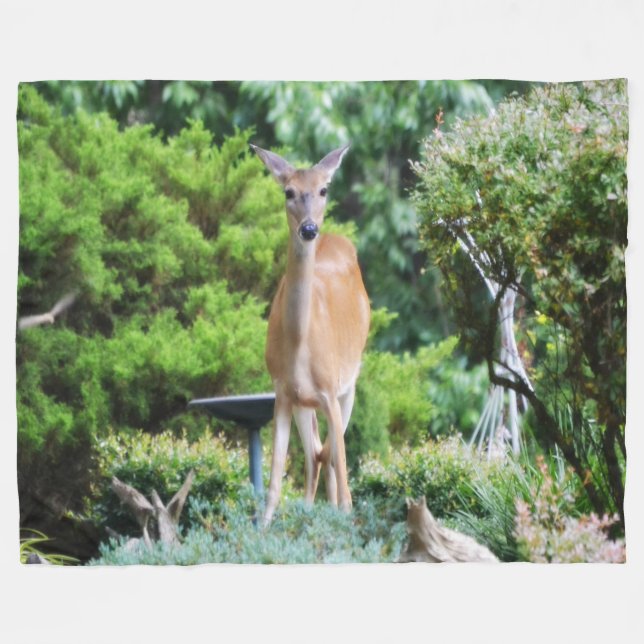 Forest Deer Fleece Blanket (Front (Horizontal))