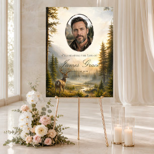 Forest Deer Funeral Welcome Sign Poster for Man