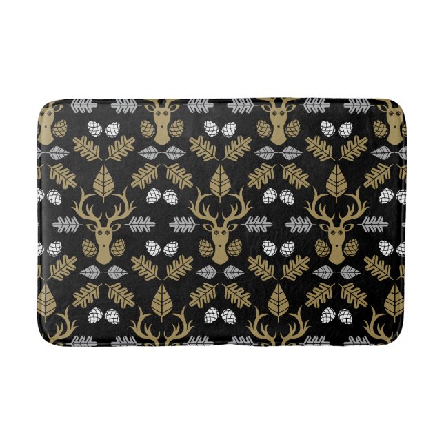 Forest Deer Nature Print Bath Mat (Front)