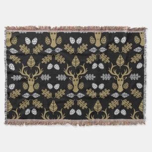 Forest Deer Nature Print Throw Blanket