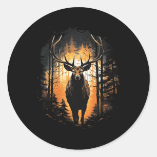 Forest Deer Wildlife Animal Illustration 1 Classic Round Sticker