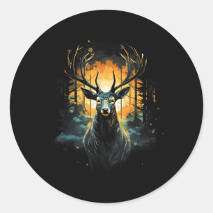 Forest Deer Wildlife Animal Illustration 3 Classic Round Sticker
