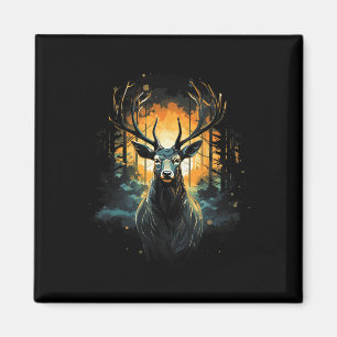 Forest Deer Wildlife Animal Illustration 3  Magnet