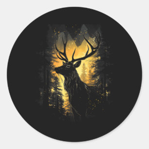 Forest Deer Wildlife Animal Illustration 4 Classic Round Sticker