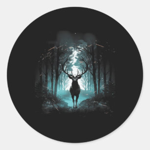 Forest Deer Wildlife Animal Illustration 5 Classic Round Sticker