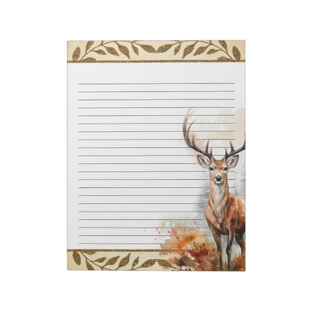 Forest Deer Woodland Animals Nature Themed Notepad (Rotated)