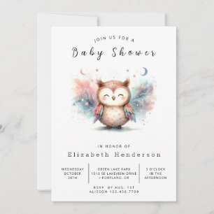 Forest Digital Owl Baby Shower Invitation