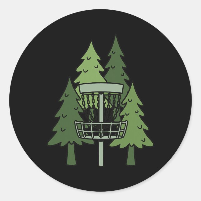 Forest Disc Golf Sket Funny Disc Golfing Scene  Classic Round Sticker (Front)