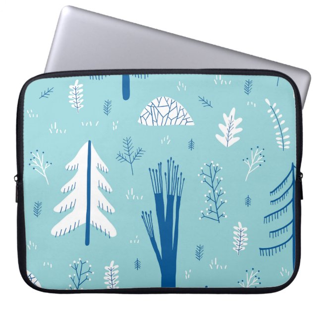 Forest Doodles: Creative Seamless Pattern Laptop Sleeve (Front)