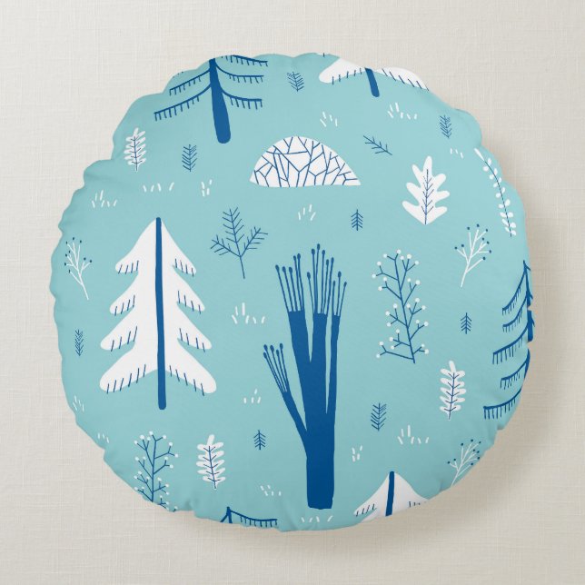 Forest Doodles: Creative Seamless Pattern Round Pillow (Front)