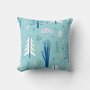 Forest Doodles: Creative Seamless Pattern Throw Pillow