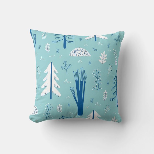Forest Doodles: Creative Seamless Pattern Throw Pillow (Front)