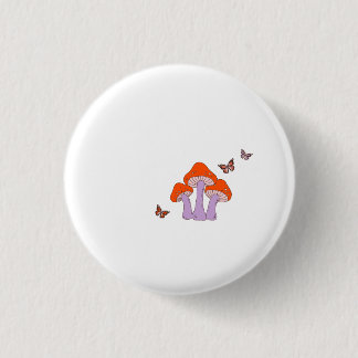 Forest Dreams – Artistic Mushroom Graphic Tee 1 Inch Round Button