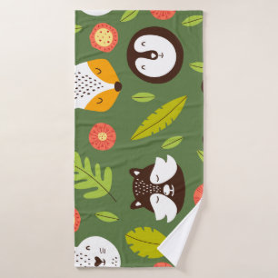 Forest dwellers: Scandinavian children's pattern. Bath Towel