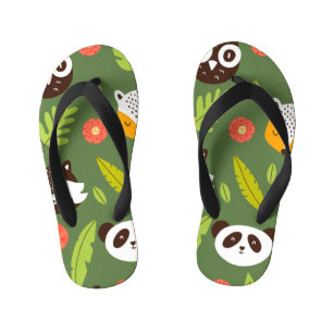 Forest dwellers: Scandinavian children's pattern. Kid's Flip Flops