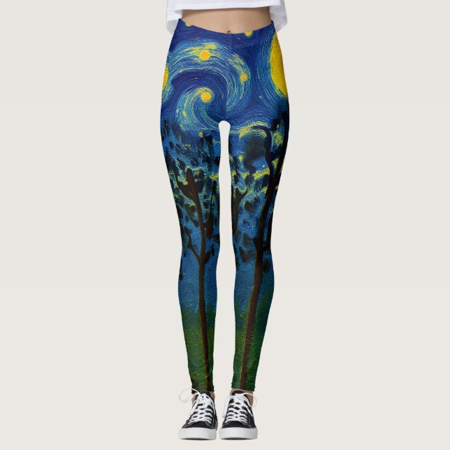 Forest Echoes of Infinity – A Forest Landscape Leggings (Front)