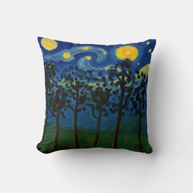Forest Echoes of Infinity – A Forest Landscape Throw Pillow (Front)