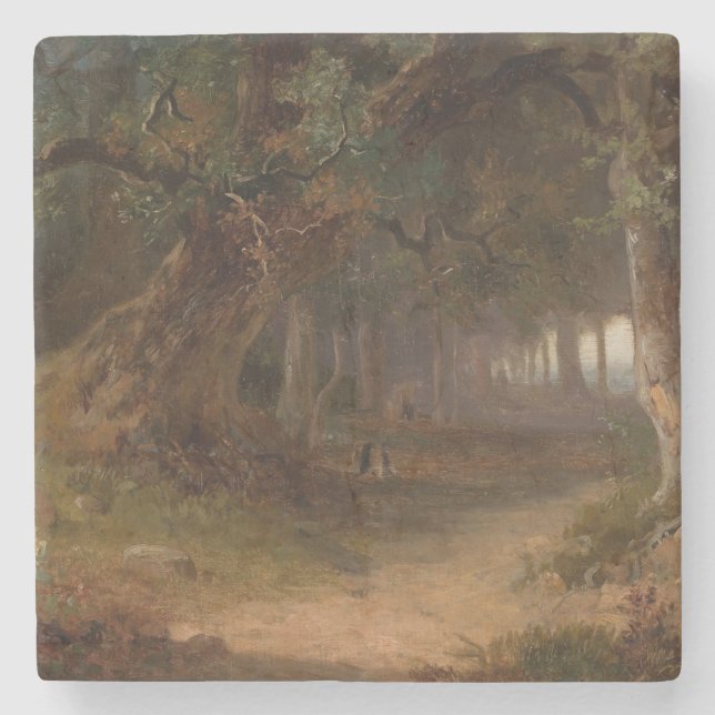 Forest Edge – Józef Szermentowski Stone Coaster (Front)