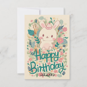 Forest Editable Bunny Digital Birthday Card
