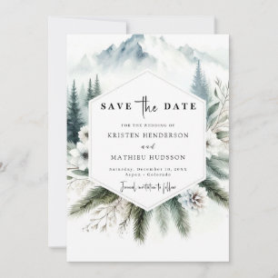 Forest Editable Mountain Wedding Save The Date