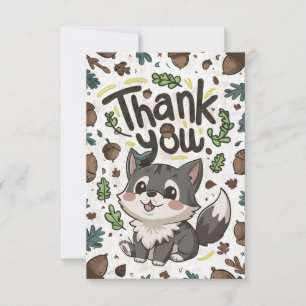 Forest Editable Wolf Thank You Card