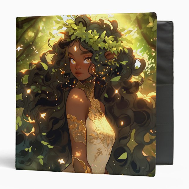 Forest Elf African American Black Fantasy Art Binder (Front/Inside)