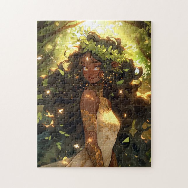Forest Elf African American Black Fantasy Art Jigsaw Puzzle (Vertical)