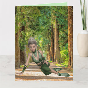 FOREST ELF CUTE GIRL BIRTHDAY Greeting Card
