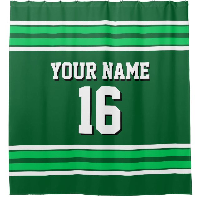 Forest, Emerald Green White Stripes Sports Jersey (Front)
