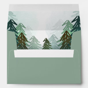 Forest Envelope Rustic Elegant Wedding Pine trees