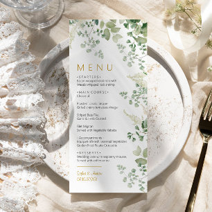 Forest Eucalyptus Greenery Leaves Wedding Menu