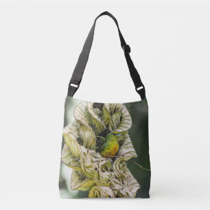 Forest Euphonia Bird Nestled in Leaf Cavern Crossbody Bag