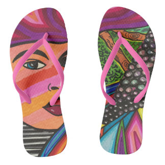 Forest face flip flops