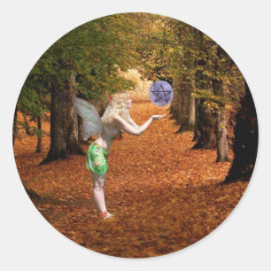 Forest Faerie with Magic Orb and Pentacle Classic Round Sticker