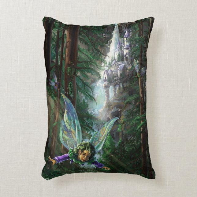 Forest Fairies and Waterfall Castle Decorative Pillow (Front(Vertical))
