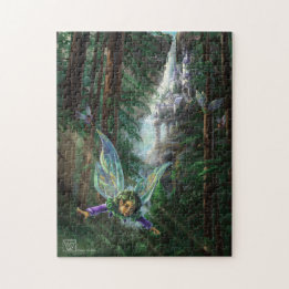 Forest Fairies and Waterfall Castle Jigsaw Puzzle