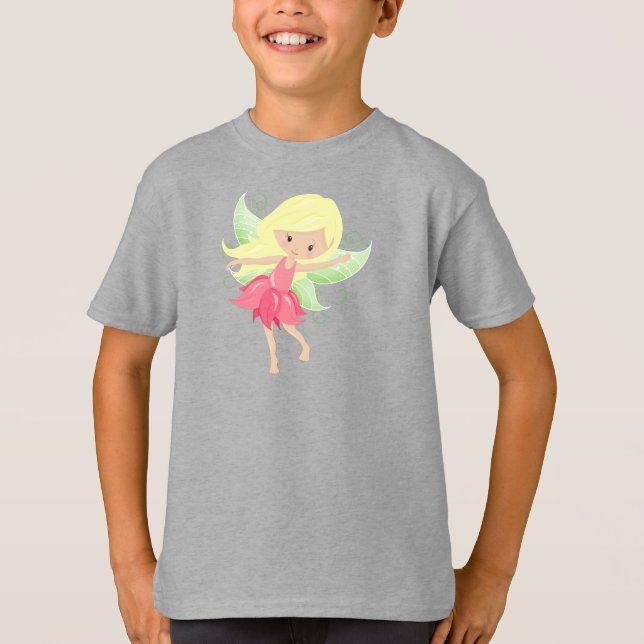 Forest Fairy, Cute Fairy, Magic Fairy, Blonde Hair T-Shirt (Front)