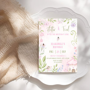 Forest Fairy Flutter & Twirl Girl Birthday Party Invitation