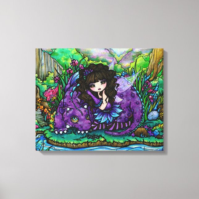 Forest Fairy Purple Dragon Nursery Canvas Art (Front)