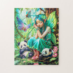 Forest Fairy with Gentle Pandas Jigsaw Puzzle