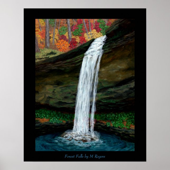 Forest Falls - Appalachian Waterfall Painting Poster (Front)