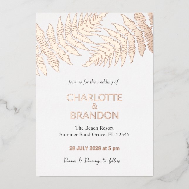 Forest Ferns Outdoors Wedding Rose Gold  (Front)