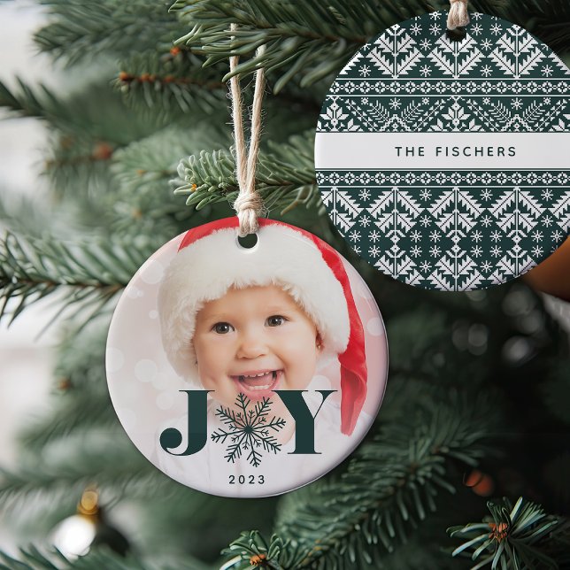 Forest | Festive Joy Holiday Photo Ceramic Ornament (Creator Uploaded)