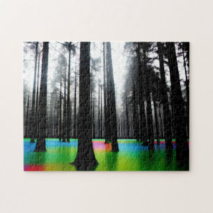 Forest Filled with Trees Surrounded Coloured Water Jigsaw Puzzle