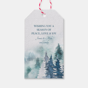 Forest Fir Trees Watercolor Christmas Gift Tags