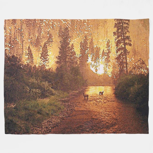 FOREST FIRE FLEECE BLANKET (Front (Horizontal))