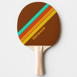 Forest Floor Fog Striped with Name Ping Pong Paddle
